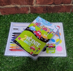 Kit com 5 maletas de pintura lembrancinha carrinho com 31 Itens completo - comprar online
