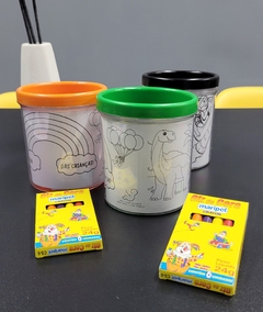 20 canecas com giz e desenhos dia das crianças lembrancinha corporativa