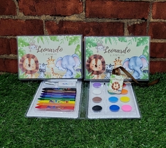 Kit com 5 maletas de pintura lembrancinha safari baby com 31 Itens completo - comprar online