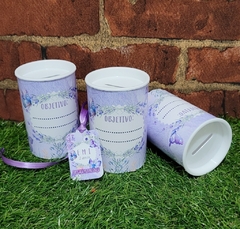 15 cofrinhos tema floral lilás completos - comprar online