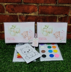 Kit com 5 maletas de colorir lembrancinha tema ursinho com 31 itens completo - loja online