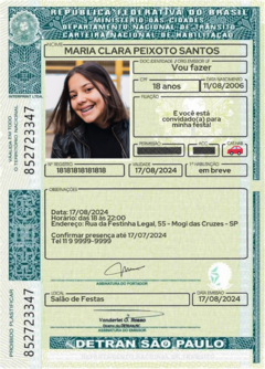 Convite virtual carteira de habilitação CNH whatsapp arte digital
