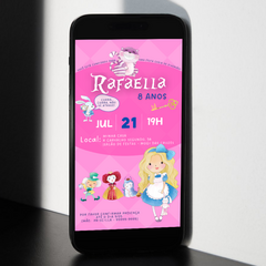 Convite virtual Alice arte digital para whatsapp mod 2