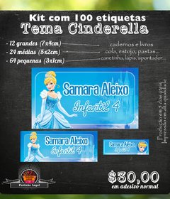 100 etiquetas material escolar Cinderella