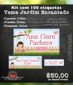 100 etiquetas material escolar Jardim Encantado