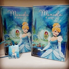 Kit com 8 estojos de pintura lembrancinha Cinderela 31 itens