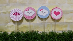 20 toppers Chuva de Amor Chuva de Bênçãos topper nuvenzinha - Festinha Legal