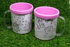 20 canecas com giz e desenhos Unicornios completas - loja online