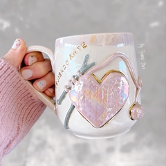 Taza Tejiendo Arte dos agujas C/ Oro y Nacar