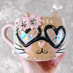 Tazon Michi Summer Vibes lentes corazón c/Oro y Nacar