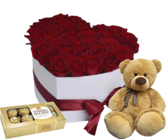 COMBO LOVE: FLOWER BOX LOVE + BOMBONES + OSITO