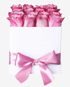 flower box caja de rosas rosadas