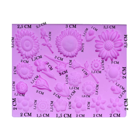 MOLDE EM SILICONE PARA CONFEITARIA FLORES - comprar online