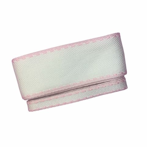 Kit fita Yama Twill 10/38mm (4 mts) - Creme pesponto rosa