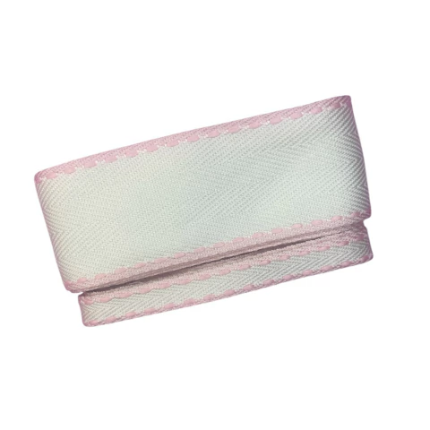 Kit fita Yama Twill 10/38mm (4 mts) - Creme pesponto rosa