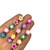 MIÇANGA (fimo) - ESTRELINHAS BORDAS COLORIDAS 10mm - 30 unidades