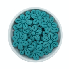 MINI FLORZINHA DE TECIDO - 2cm (pct com 20 unidades) - VERDE ÁGUA ESCURO
