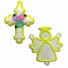 Apliques religiosos para terço mini crucifixo e anjinho (1 de cada) - Amarelo