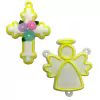 Apliques religiosos para terço mini crucifixo e anjinho (1 de cada) - Amarelo