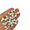 Miçanga - Bolinha plana branca com corações dourados - 7mm - 25 gramas