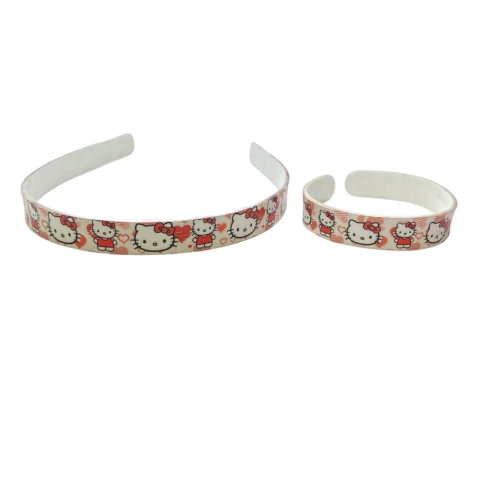 KIT TIARA E PULSEIRA ACRILICO HELLO KITTY VERMELHO - 1 UNIDADE DE CADA