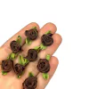 APLIQUE MINI FLOR ROCOCÓ COM FOLHA (10 unidades) - MARROM