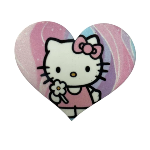 Aplique Hello Kitty coração Acrílico Curvado Candy Color- 1 unidade