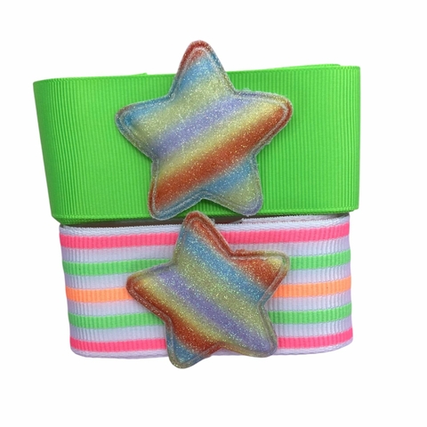 Kit 2 mts de fita + 2 apliques estrela tie dye