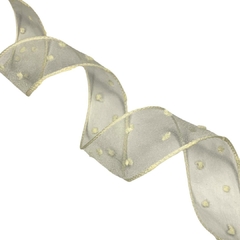 Fita organza poá 38mm (2 metros) - Marfim