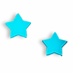APLIQUE ESTRELA PLANA RESINA P (4 unidades) - Azul