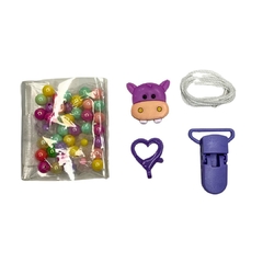 KIT PRENDEDOR DE CHUPETA - HIPOPÓTAMO (MODELO 2)
