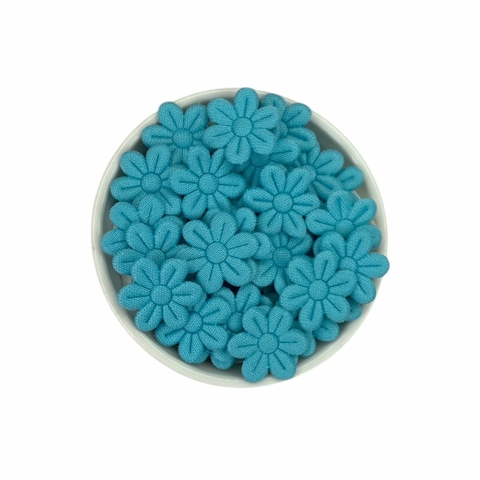 MINI FLORZINHA DE TECIDO - 2cm (pct com 20 unidades) - AZUL TURQUESA