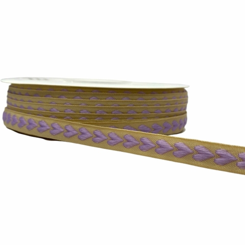 Fita importada corações relevo - 10mm (3 metros) - Lilás