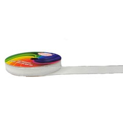 Fita organza Sinimbu (rolo 10 mts) - branca bordinha prata - comprar online