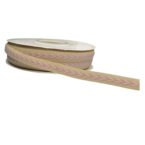 Fita importada corações relevo - 10mm (3 metros) - Rosa