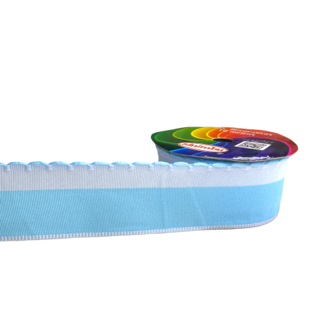 Fita sinimbu babadinho - Azul com branco (rolo 10 mts)