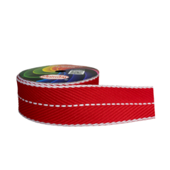Fita sinimbu pespontada - vermelho e branco (rolo 10 mts) na internet