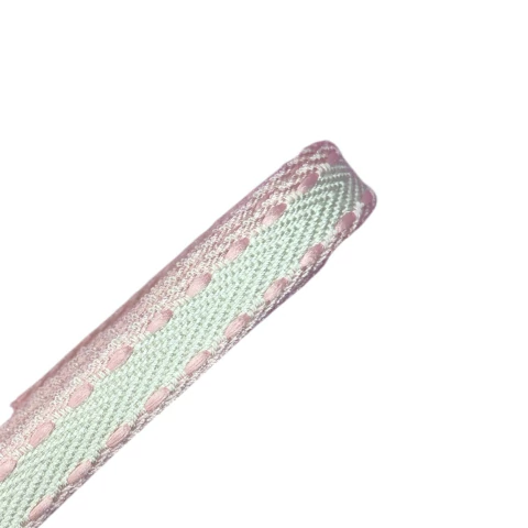 Fita Yama Twill 10 mm (3 mts) - Creme pesponto rosa