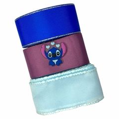 Kit 3 mts de fita + 1 aplique Stitch coração