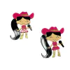 Aplique boiadeira com microfone - pink (2 unid.) - Acrilico
