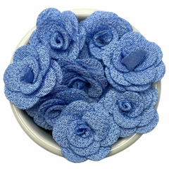 FLORZINHA DE TECIDO POLIÉSTER P 2,5cm - 10 unidades - Azul lavende claro