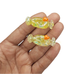 APLIQUE BALA TRANSLUCIDA HOLOGRÁFICA - RESINA (3 unidades) - AMARELO - comprar online