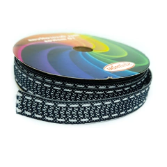 Fita pespontada textura sinimbu - preto pesp branco (rolo 10 mts) - comprar online