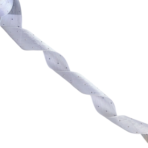 Fita organza/voal com strass 38mm (3 metros) - Branco