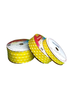 Fita Sinimbu bordinha pompom (rolo 10 mts) - Amarelo pesp. branco