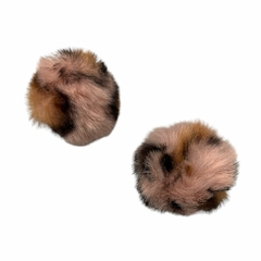 POMPOM 4 cm ANIMAL PRINT ( 2 unid.) - ROSA CLARO/BEGE