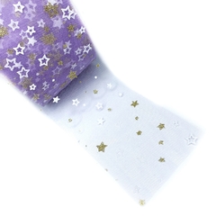 Fita de Tule com estrelinhas - 90mm (3 metros) - LILÁS