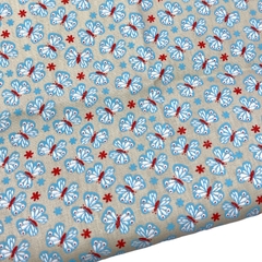 Tecido tricoline estampado (35x45cm) - Borboletinha azul
