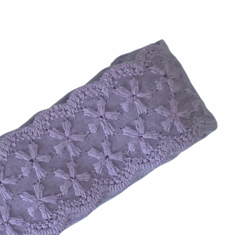 Fita rendada flor 38mm (3 mts) - Lilás