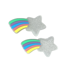 Aplique estrela cadente glitter (2 unid.) Emborrachado